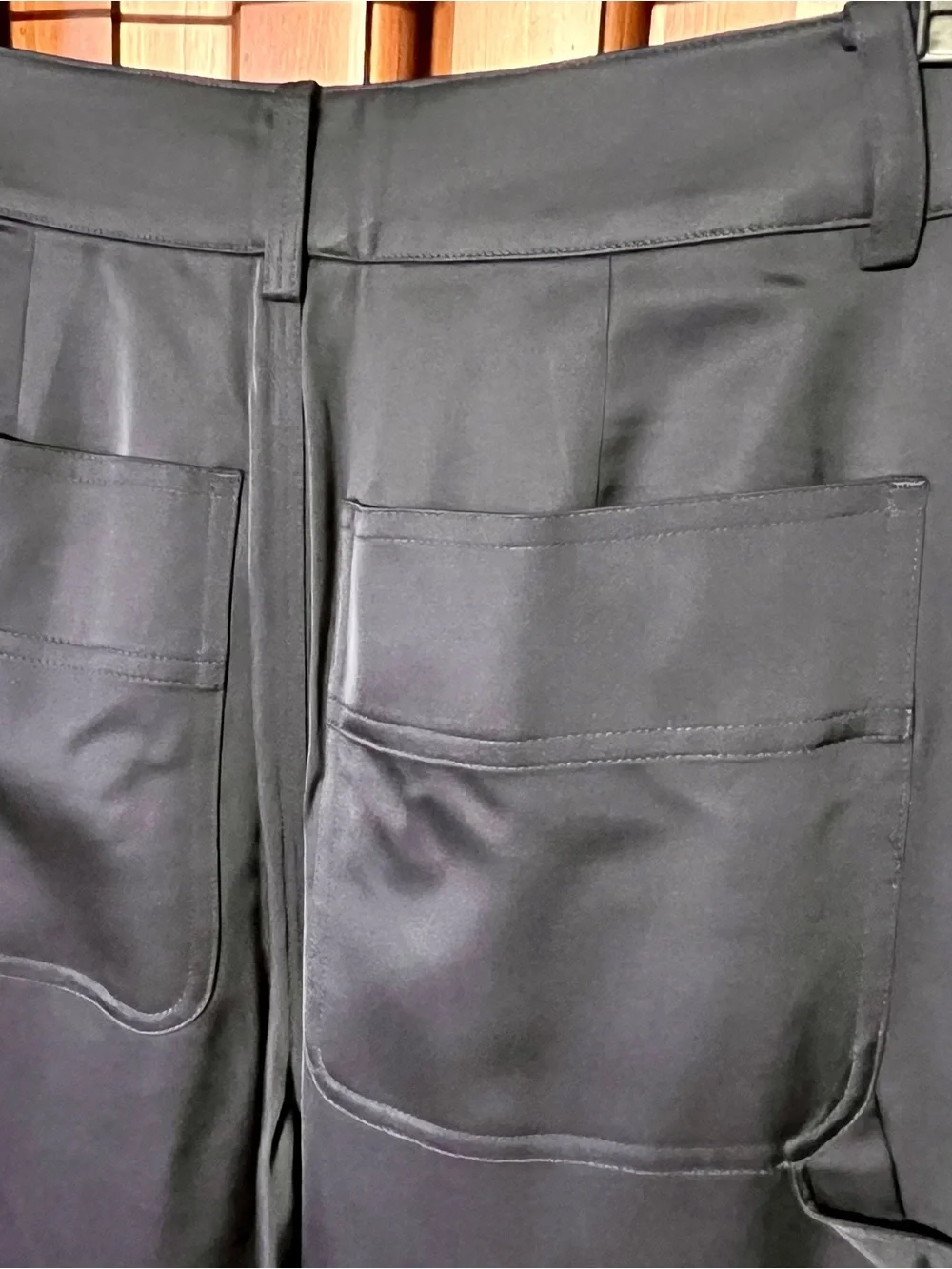 Navy Satin-Look Trousers- Club Monaco
